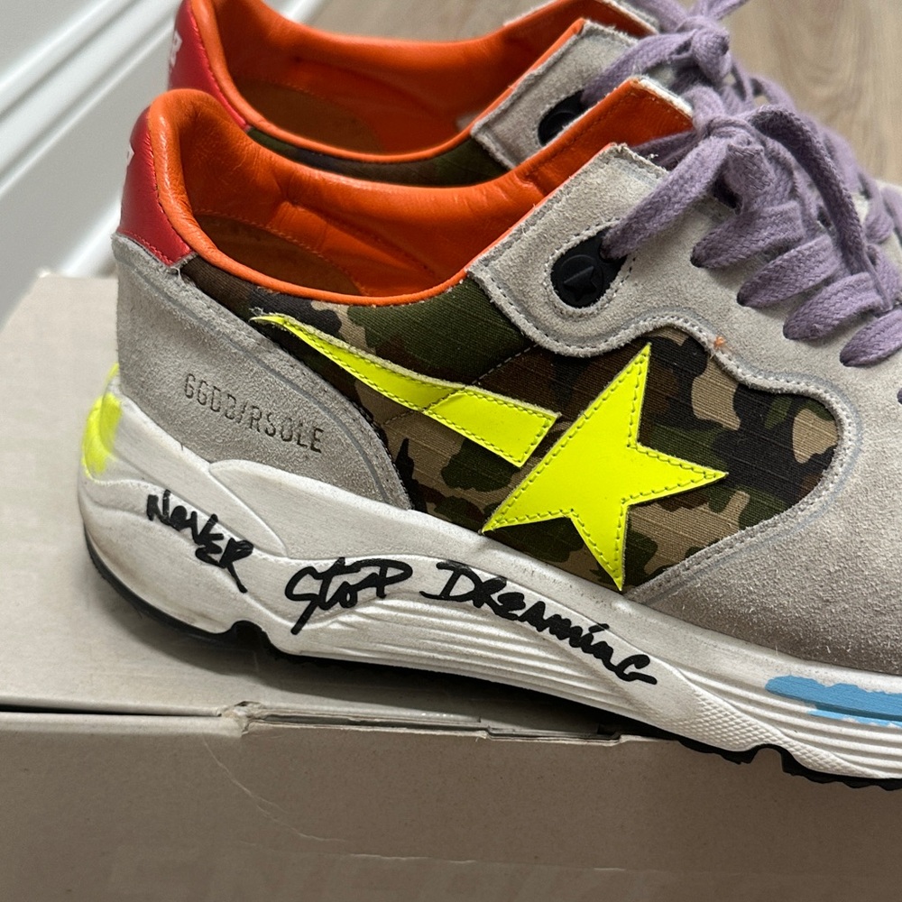 Golden Goose Camouflage Athletic Shoes - Gray, Yellow, Orange - Picture 5 of 8